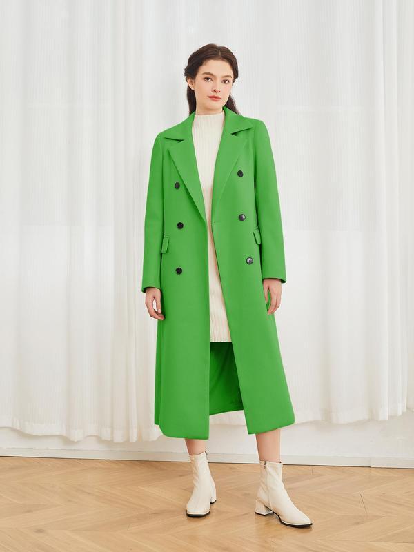 🔥Last day promotion⏰Women's Solid Color Double Button Pocket Overcoat
