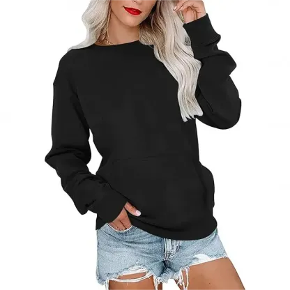 Women's Crewneck Hoodless Sweatshirt With Kangaroo Pocket  Fleece Longsleeve Oversized Casual Style Shirt  Lightweight Pullover 2025 Xmas Gift