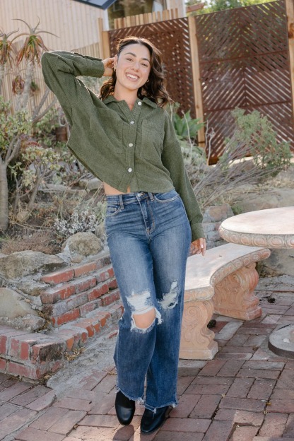 Judy High Waist 90's Ripped Straight Jeans 