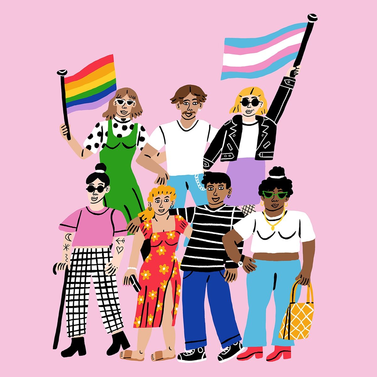 illustration of people enjoying pride month