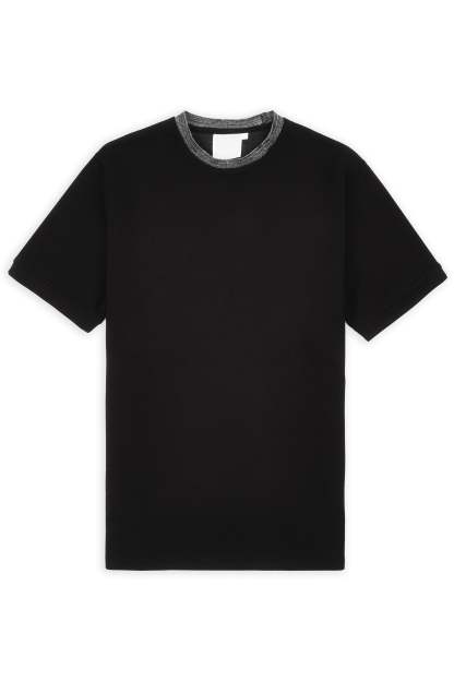 Luxe Contrast Collar T-Shirt - Black