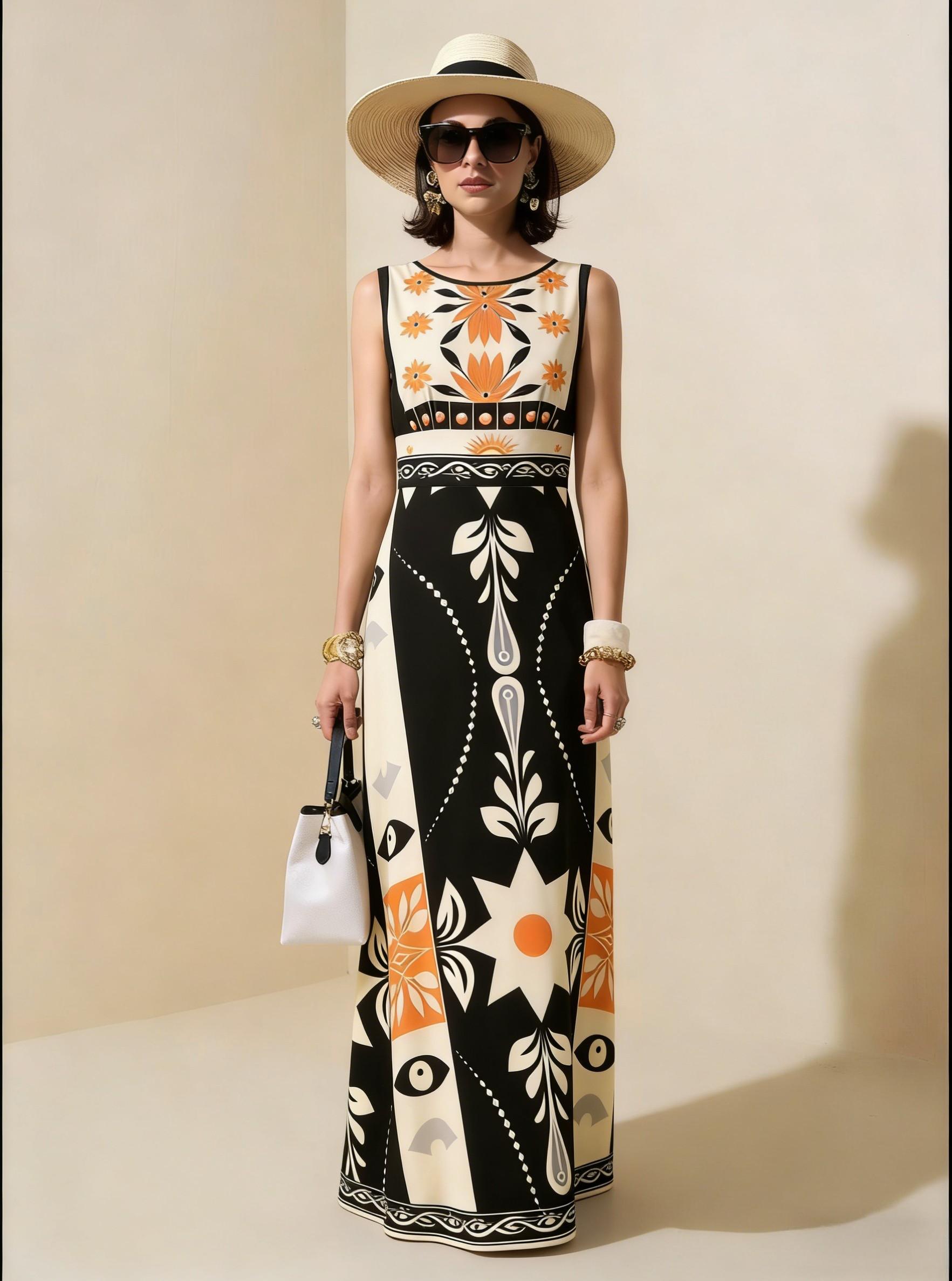 2026 Spring New Sleeveless Art Print Maxi Dress