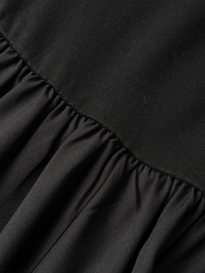 Woman's Black Off-the-Shoulder Long-Sleeve Maxi Dress with Full Skirt-Aegean-sea