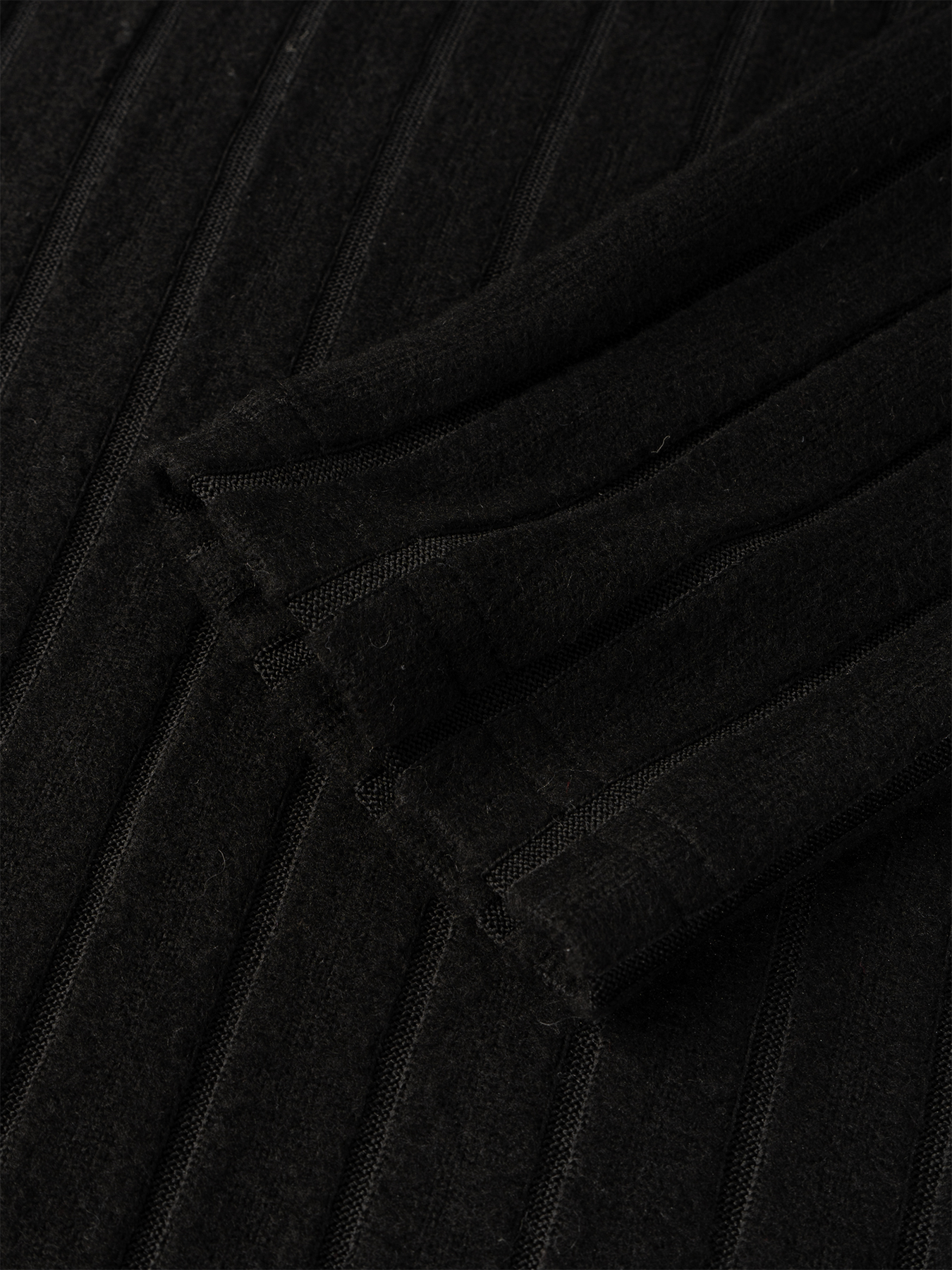 Minivestido con capucha de punto ribeteado negro con cordón ajustado para mujer-Aegean-sea