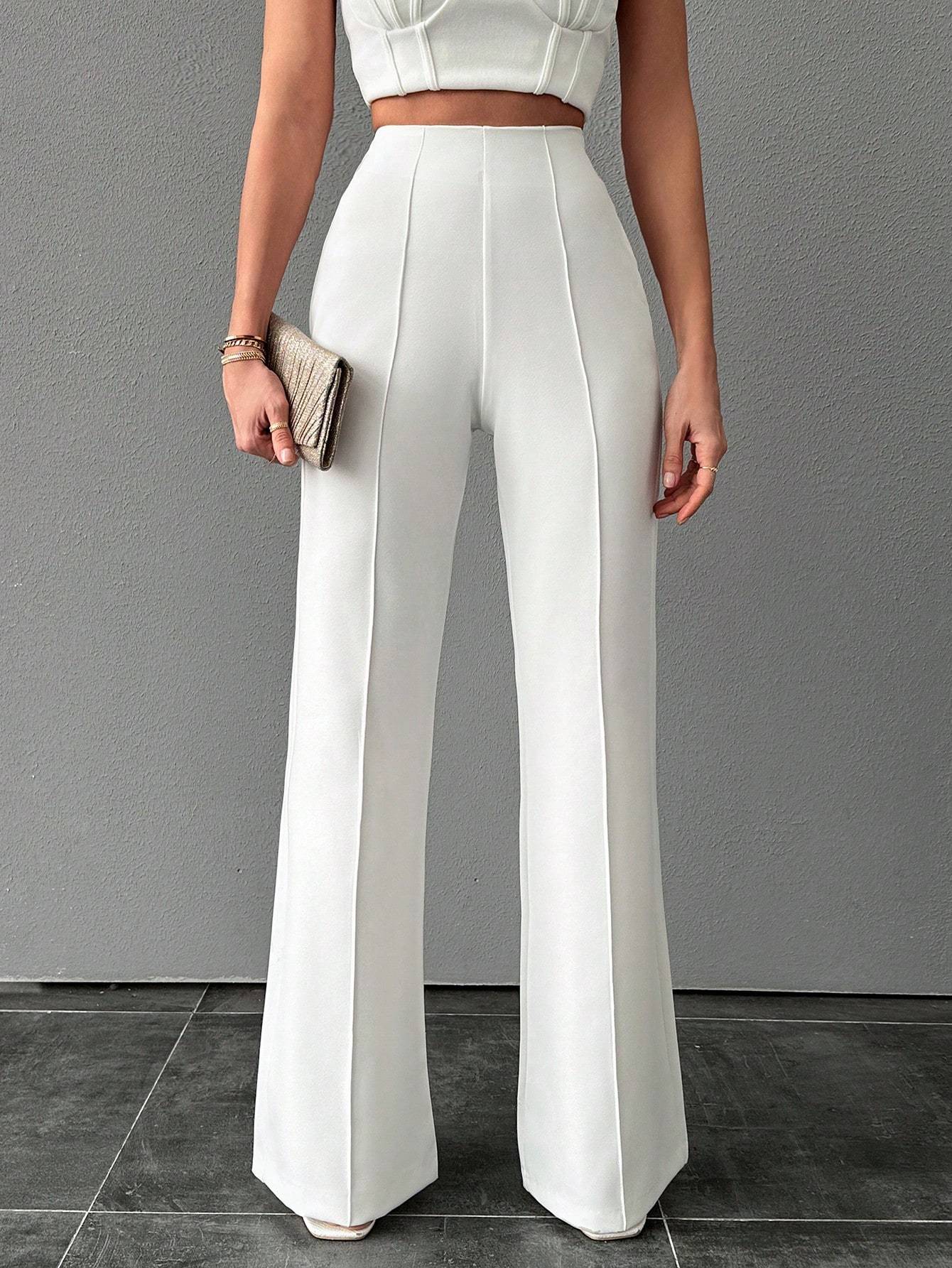 Pantalones acampanados de cintura alta para mujer-Aegean-sea