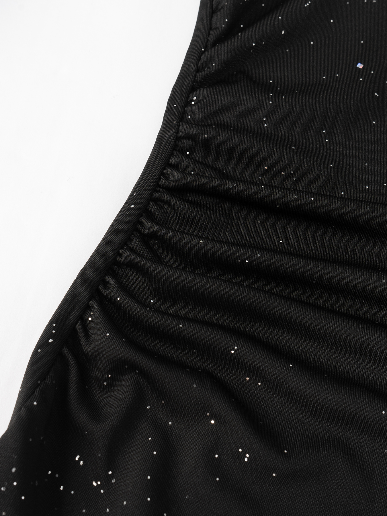 Woman's Glitter Mesh-Sleeve Ruched V-Neck Bodycon Mini Dress-Aegean-sea