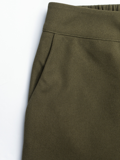 Office Elegant Wave Hem Waist-Cinched Blazer Set : Single Button Lapel Jacket & Wide-Leg Pants Two-Piece