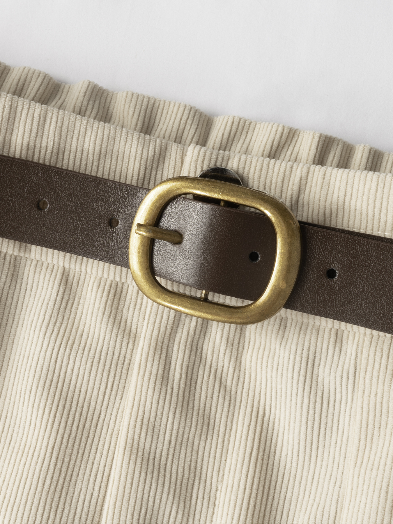 Women's Elegant Corduroy High Waisted Pleated Wide Leg Pants with D-Ring Belt