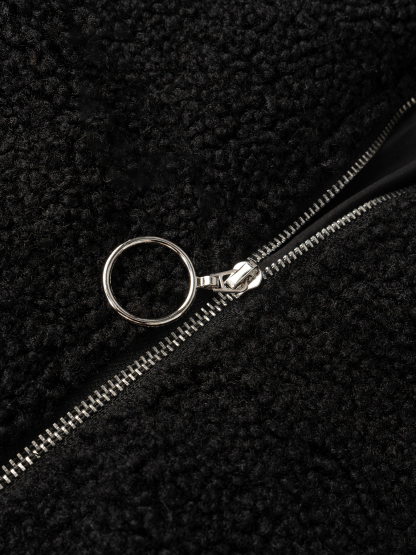 Fleece Lined Black Zip-Up Vest-Aegean-sea