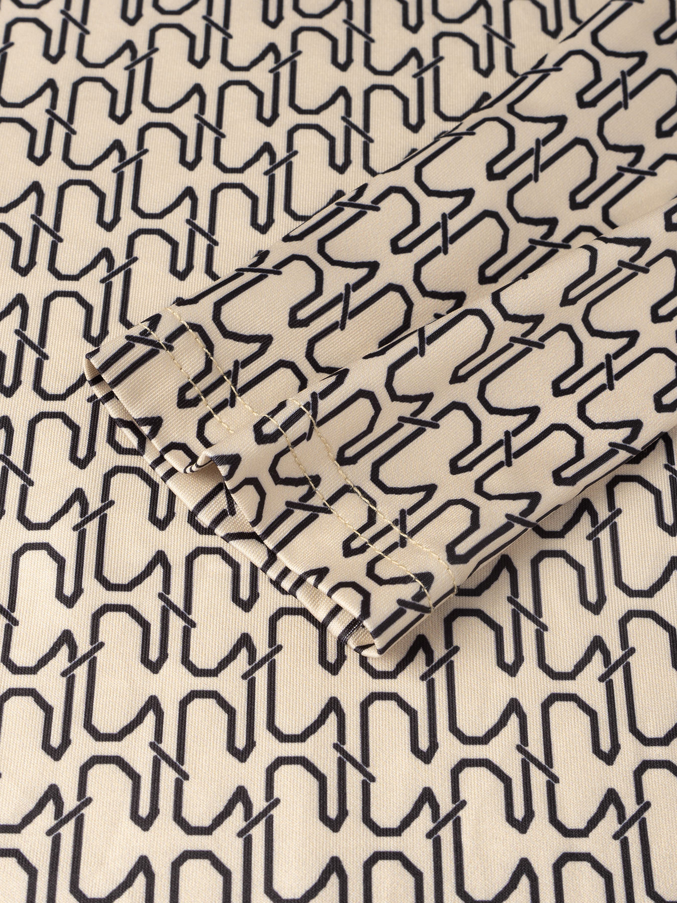 Vestido midi de mujer con cuello alto y mangas largas estampado con cintura ceñida y abertura lateral-Aegean-sea