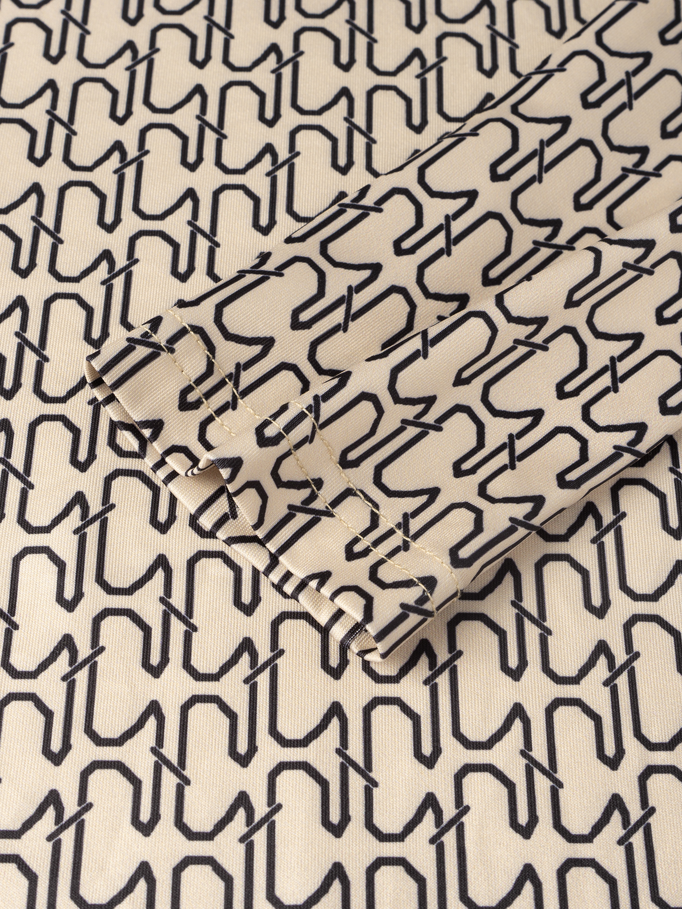 Vestido midi de mujer con cuello alto y mangas largas estampado con cintura ceñida y abertura lateral-Aegean-sea