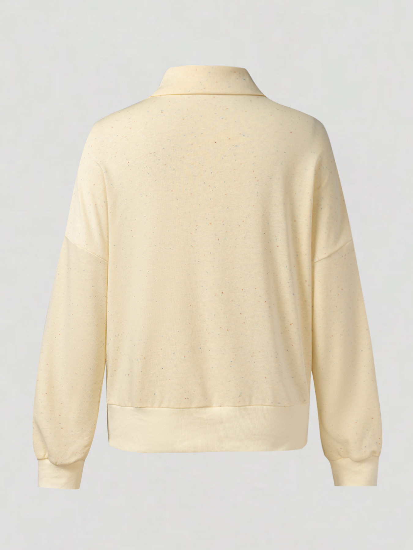 Lazy Style Speckled Half-Zip Polo Neck Sweatshirt : Oversized Drop Shoulder Long-Sleeve Top