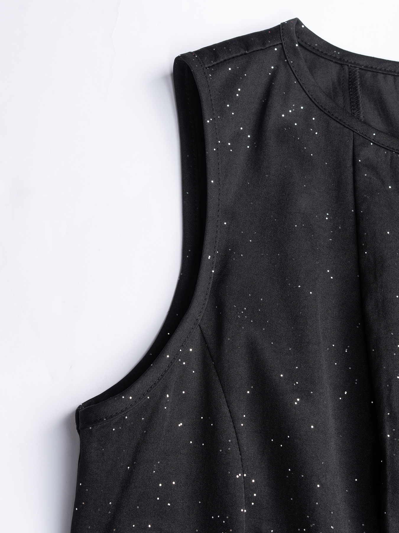 Women's Black polka dot sleeveless mid-length evening dress-Aegean-sea