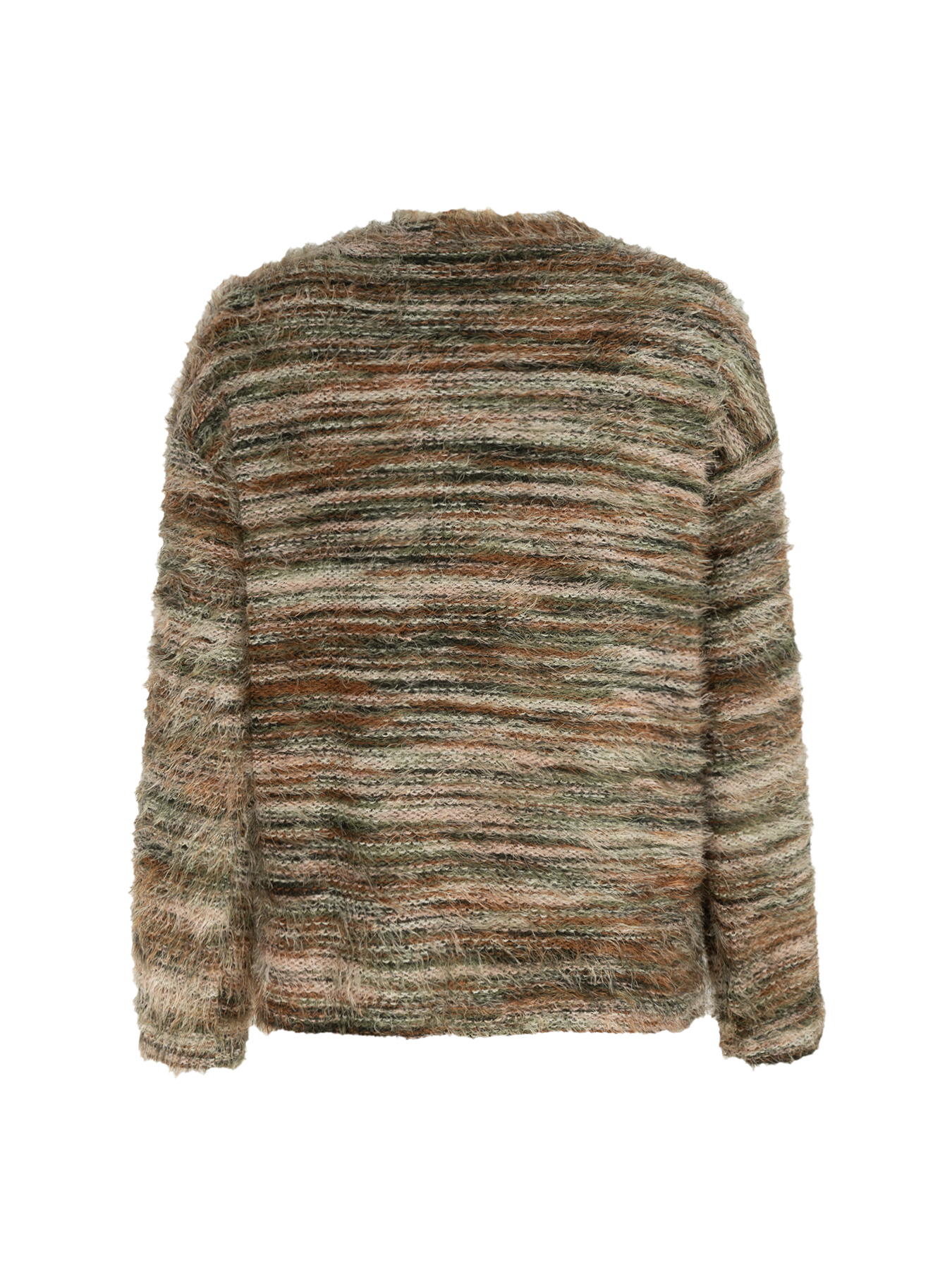 Women's  Retro Lazy Style Mixed Color Fuzzy V-Neck Knit Cardigan : Loose Slimming Elegant Sweater Coat