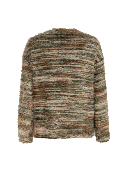 Women's  Retro Lazy Style Mixed Color Fuzzy V-Neck Knit Cardigan : Loose Slimming Elegant Sweater Coat