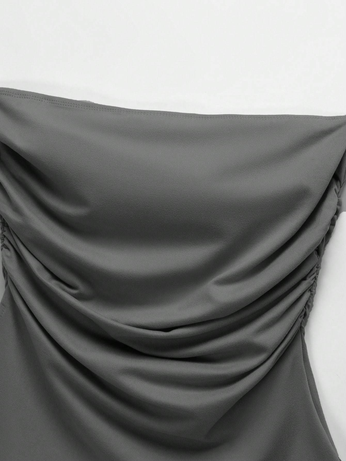 Y2K Draped Strapless Top-Aegean-sea