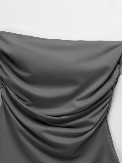 Y2K Draped Strapless Top-Aegean-sea