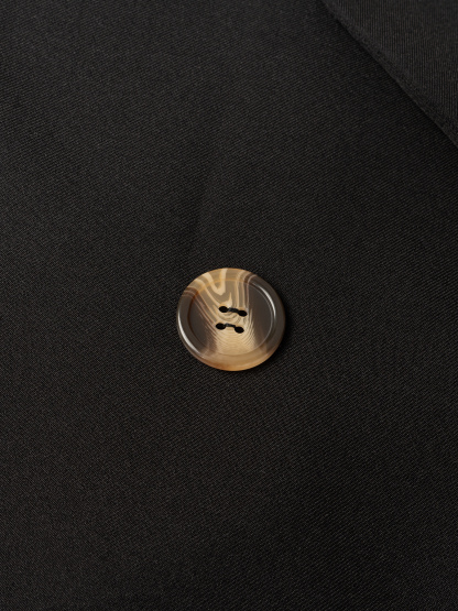 Woman's Black Cropped Double-Breasted Jacket with Metal Buttons-Aegean-sea