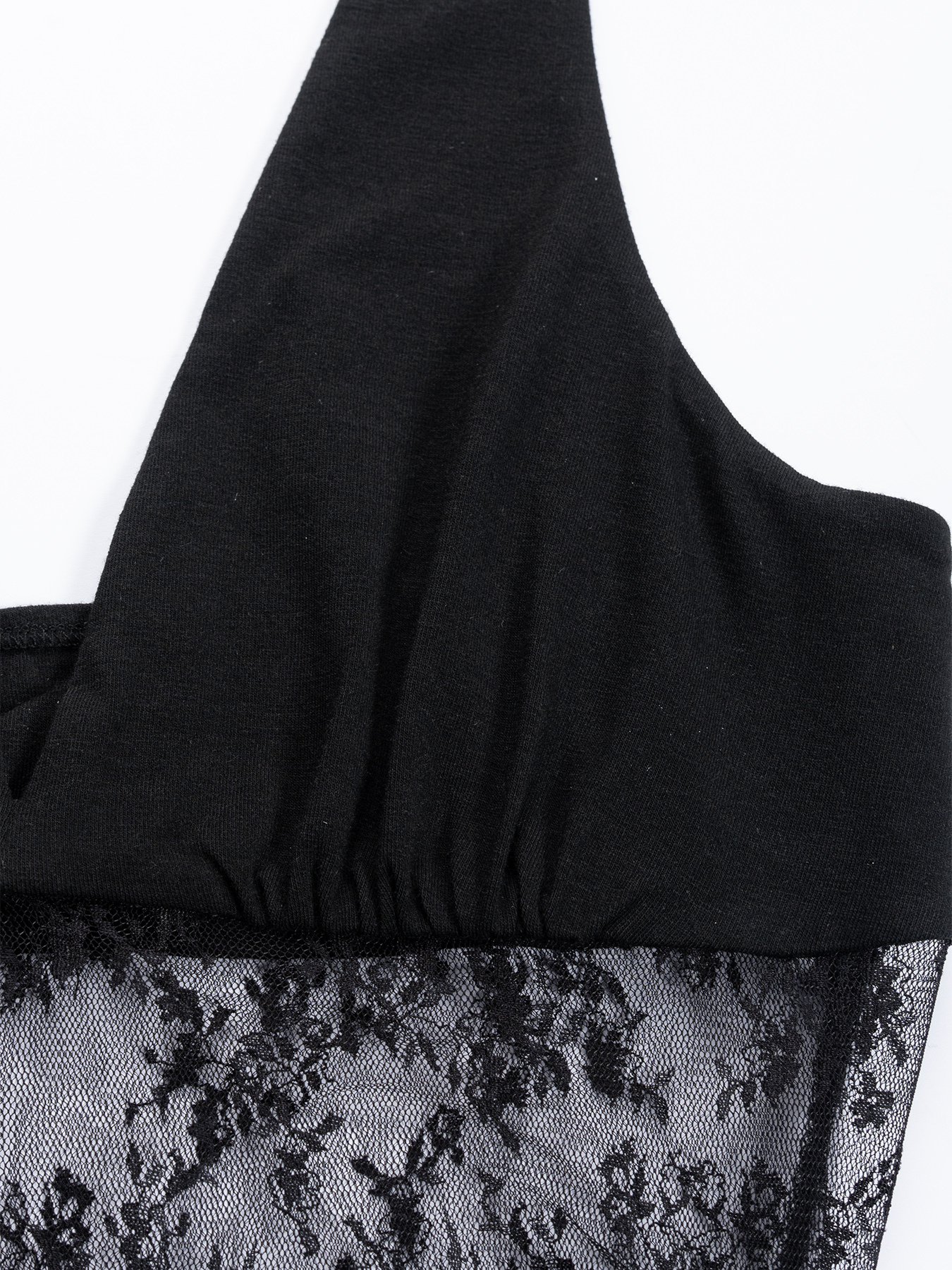 2026 Spring/Summer New Style Sexy Halter Neck Lace Splicing Asymmetric Waist-Fitted Dress