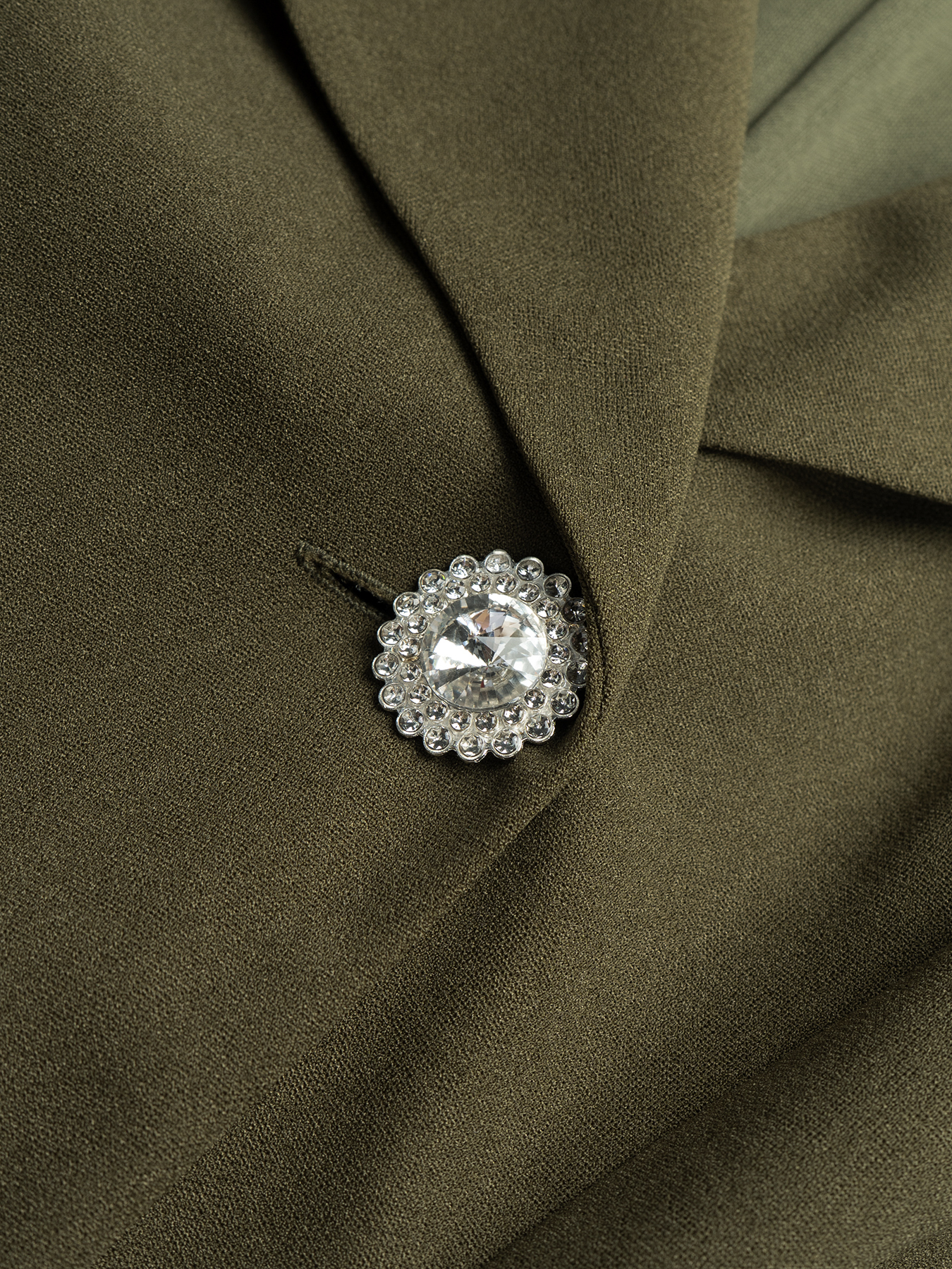 Office Elegant Wave Hem Waist-Cinched Blazer Set : Single Button Lapel Jacket & Wide-Leg Pants Two-Piece