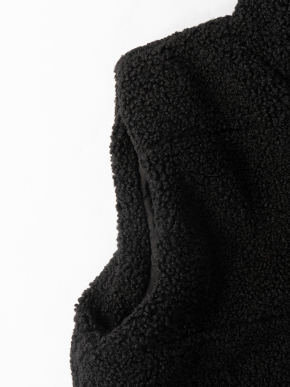 Fleece Lined Black Zip-Up Vest-Aegean-sea