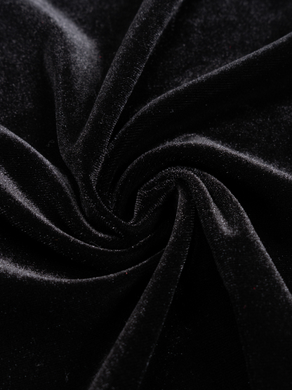 Black Velvet Lace Dress Split-Cut Long Dress Dress Sexy Long-Sleeve Bundle Tail Dress with Dinner Party Attitude