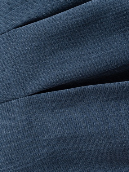 Navy-blue button-up wide-legged pants High-waisted loose-fitting long casual pants