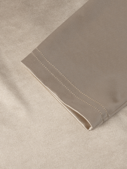 Y2K Beige Satin Cowl Neck Long Sleeve Top-Aegean-sea