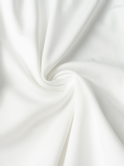 Woman's White Scoop Neck Short Sleeve Button Detail Peplum Asymmetric Top-Aegean-sea