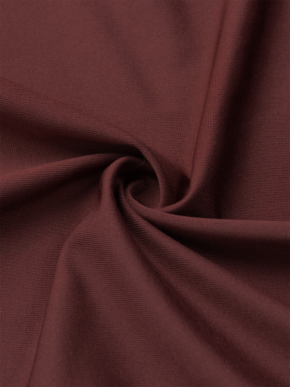 Brown pleated long-sleeved short-sleeved dress Sexy fitted round collar skirt