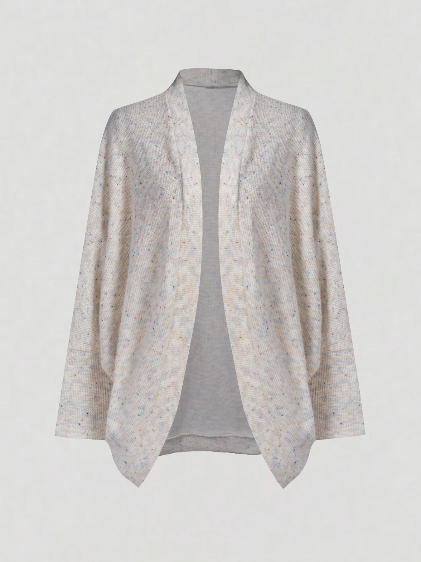 Cárdigan de punto moteado de frente abierta para mujer con mangas batwing-Aegean-sea