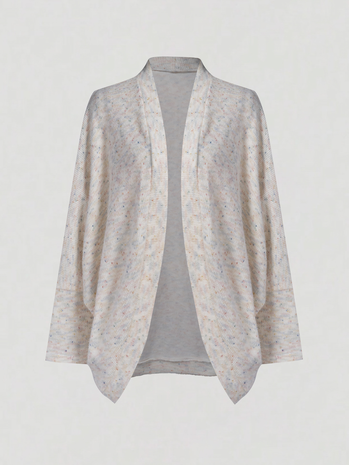 Cárdigan de punto moteado de frente abierta para mujer con mangas batwing-Aegean-sea