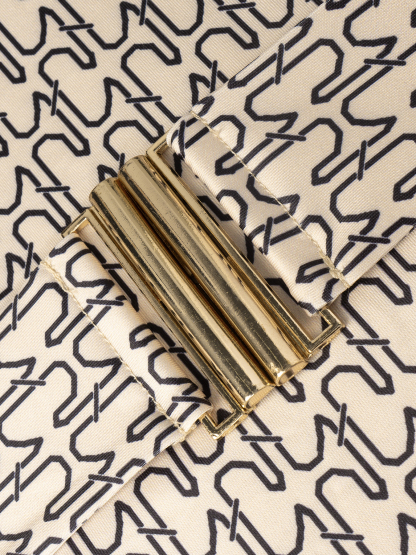 Vestido midi de mujer con cuello alto y mangas largas estampado con cintura ceñida y abertura lateral-Aegean-sea