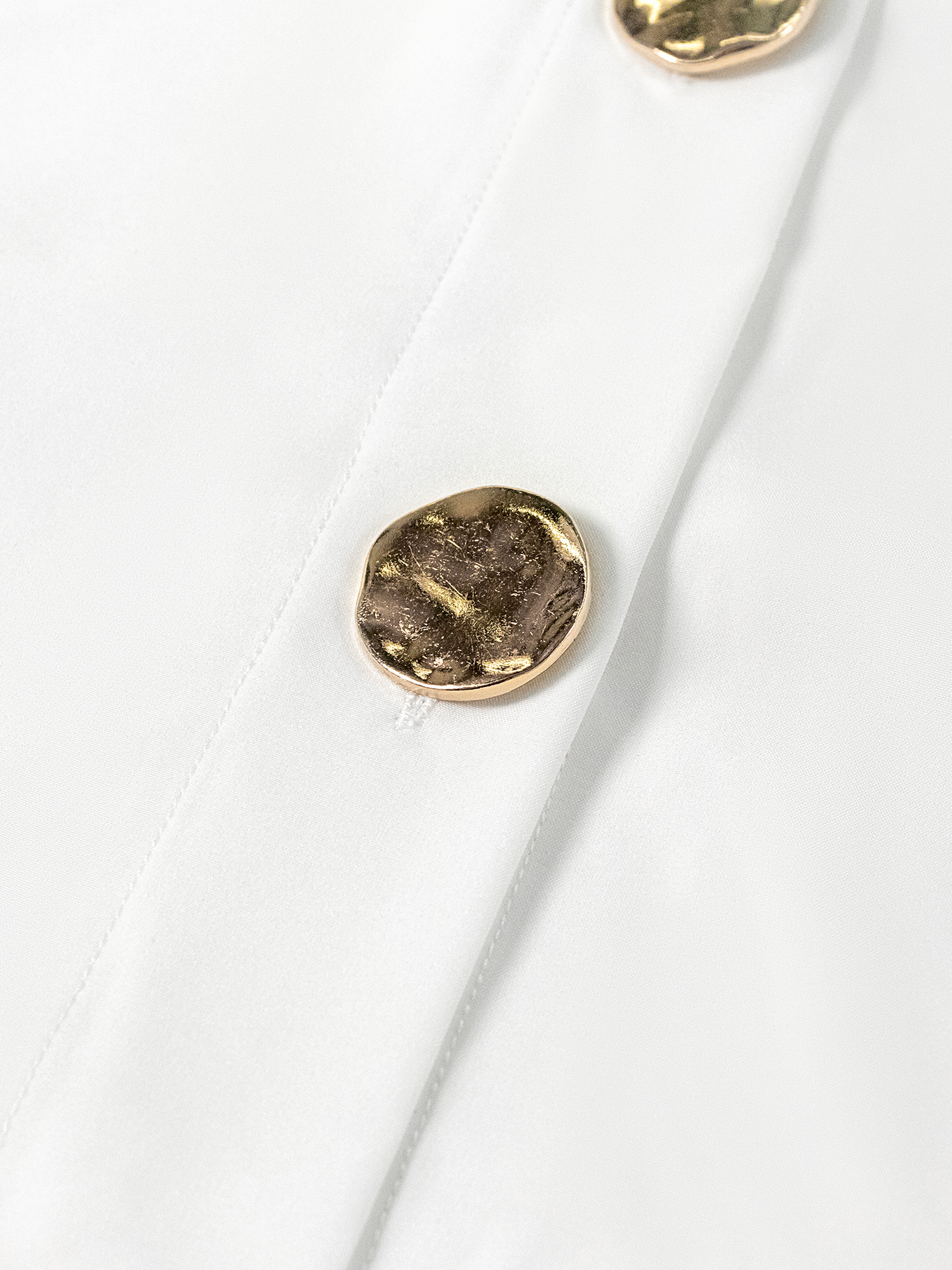 Women's White Blouse with Statement Buttons and Lantern Sleeves-Aegean-sea