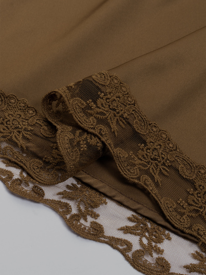 2026 Spring/Summer New Style Elegant Satin Lace Splicing Asymmetric Camisole Top