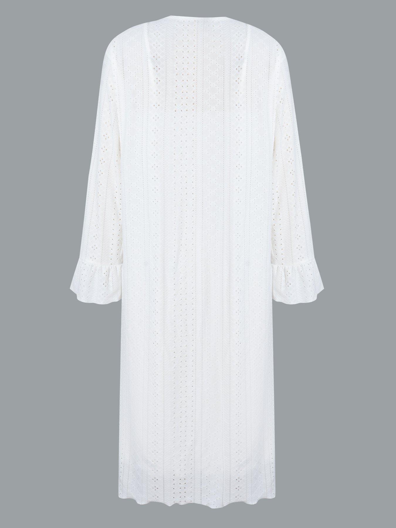 White Eyelet Embroidery Ruffle Camisole Dress & Loose Long Sleeve Cardigan Loungewear Set