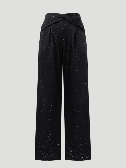 2026 Spring New Sequin Embellished Wide Leg Trousers