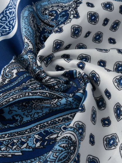 Flowery sling-back square scarf top wide-legged pants suit, bohemian holiday style two-piece suit