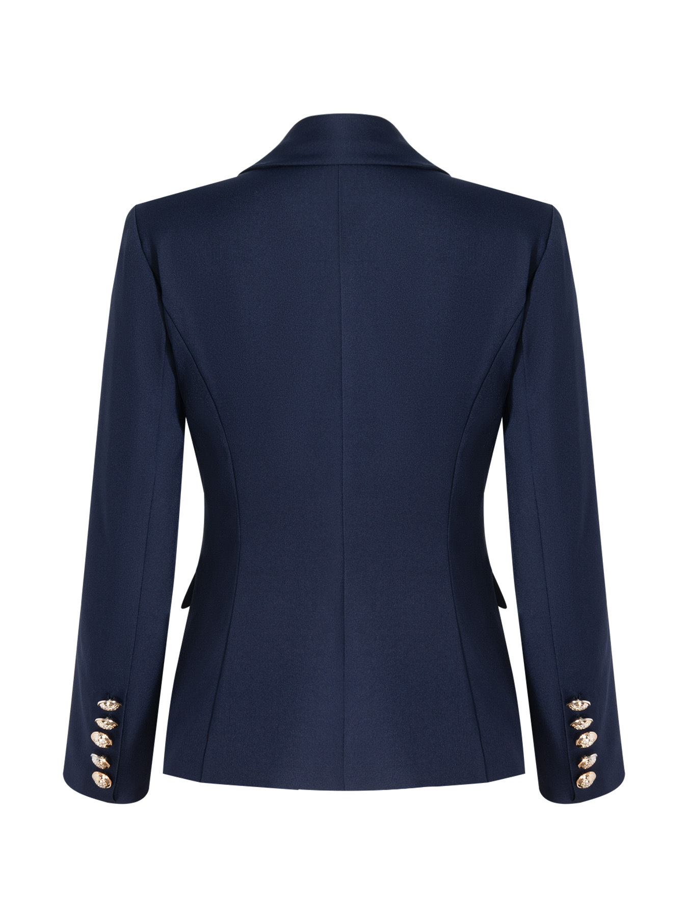 Navy Blue Double-Breasted Blazer with Gold-Tone Buttons