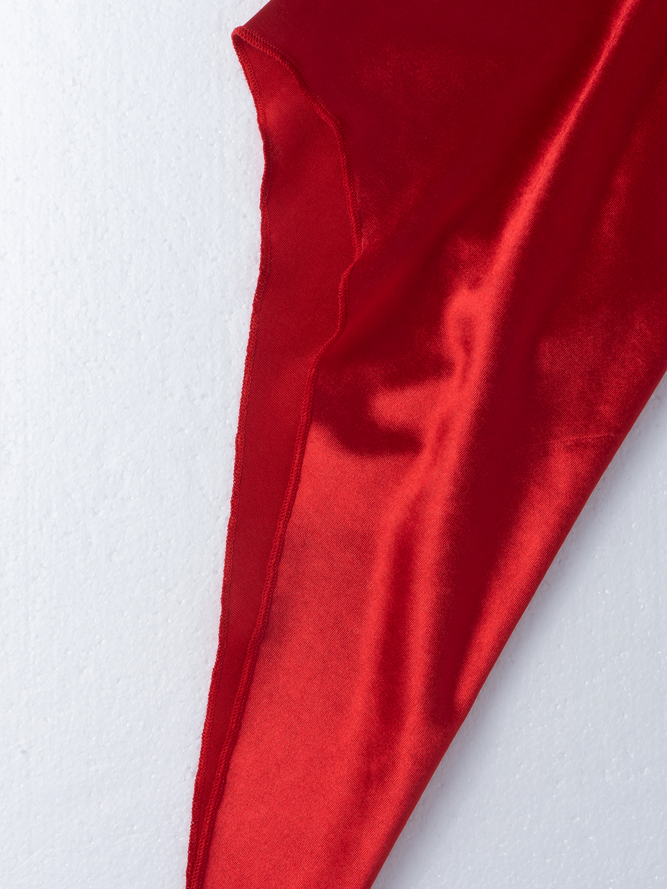 Women's Red Satin Deep V-Neck Bell Sleeve Crop Top-Aegean-sea