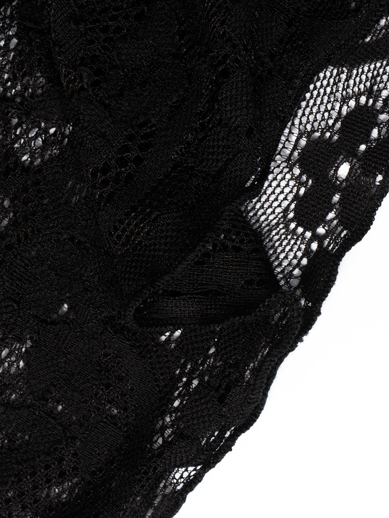 Woman's Black Lace Chest Cutout Cropped Top | Sexy Deep V Fitted Long-Sleeve Hot Girl Inner Wear-Aegean-sea