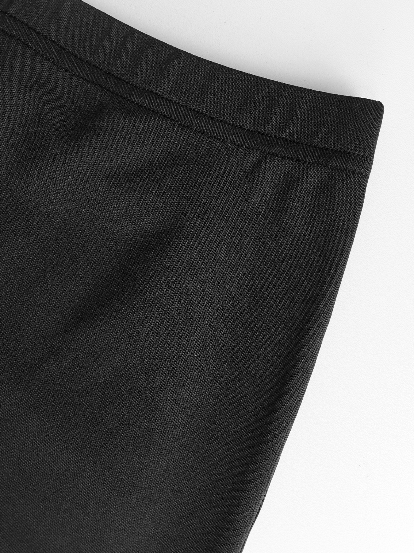 Women's Black High-Waisted Flare Pants with Mesh Panel Detailing-Aegean-sea