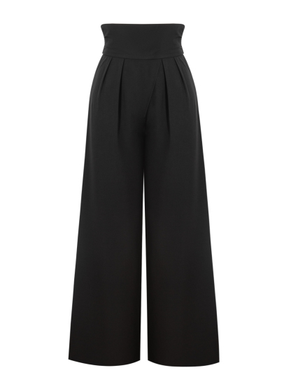 Black Pleated High Waist Wide Leg Pants-Aegean-sea