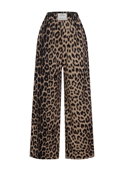 Leopard pattern wide leg pants woman, high waist drop feeling loose pants-Aegean-sea