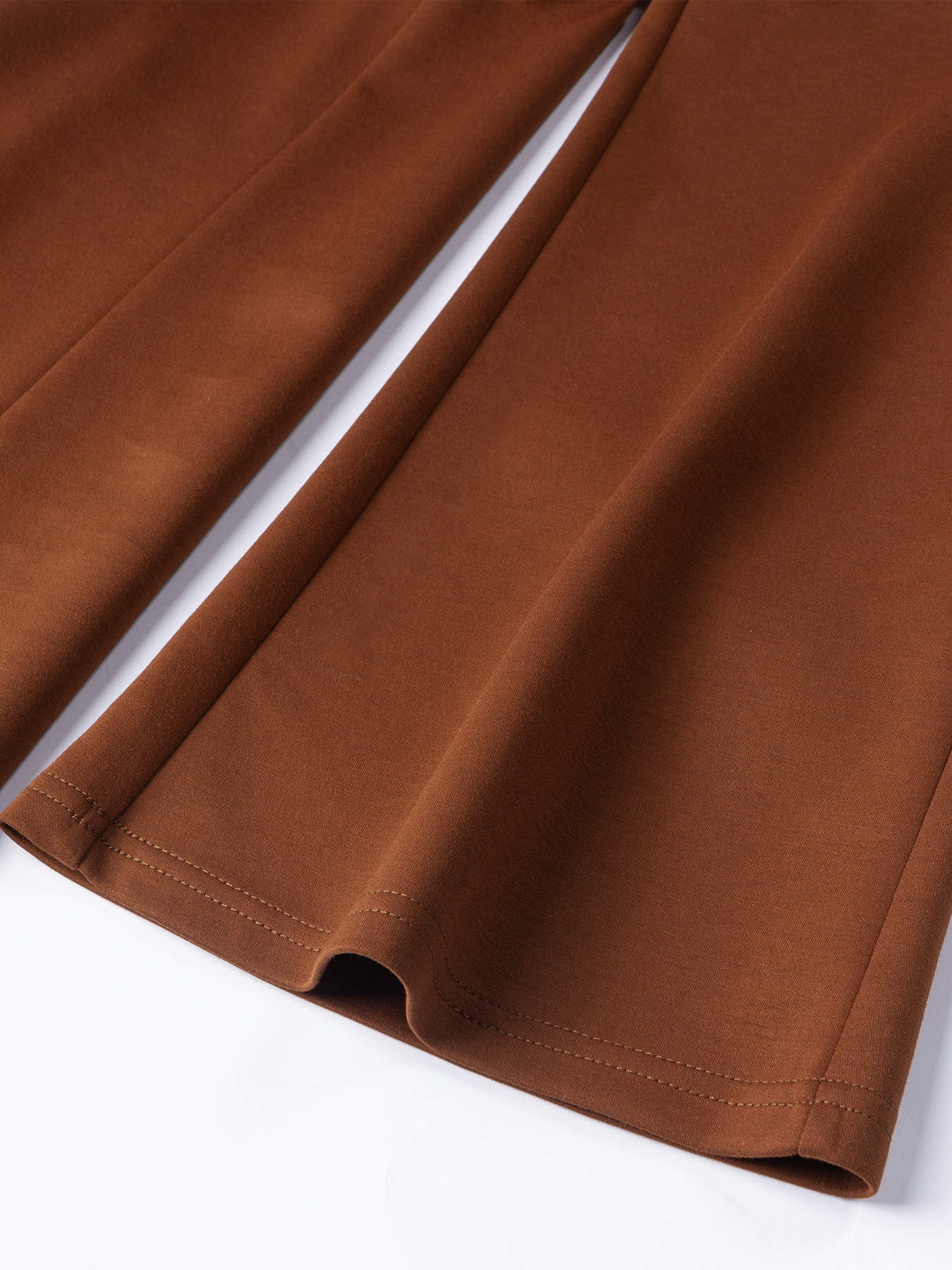 Caramel-brown metal high-waisted bell-bottomed pants slim-fit slim-fitted flared pants