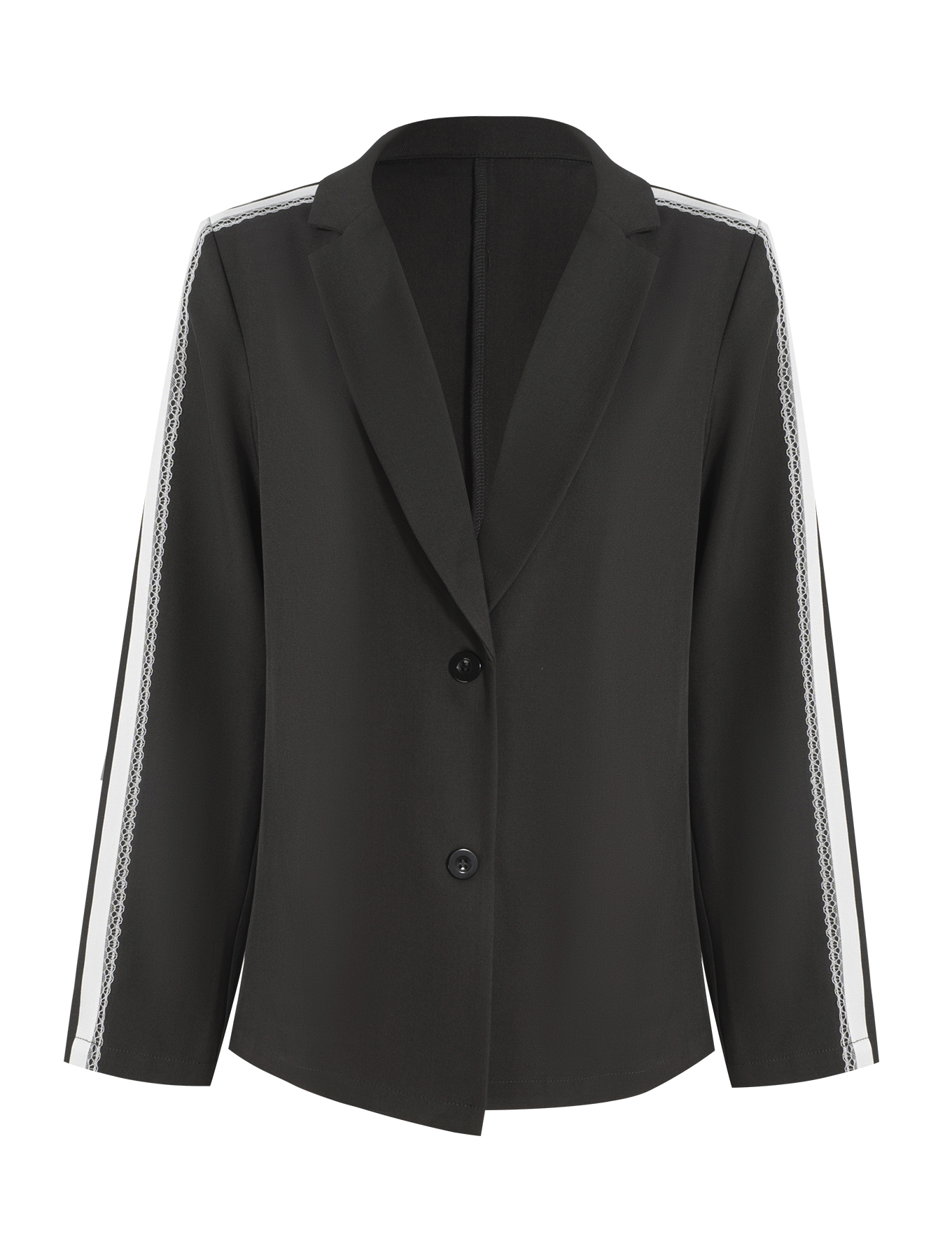 Women's Blazer with Contrast Striped Sleeve Detail-Aegean-sea