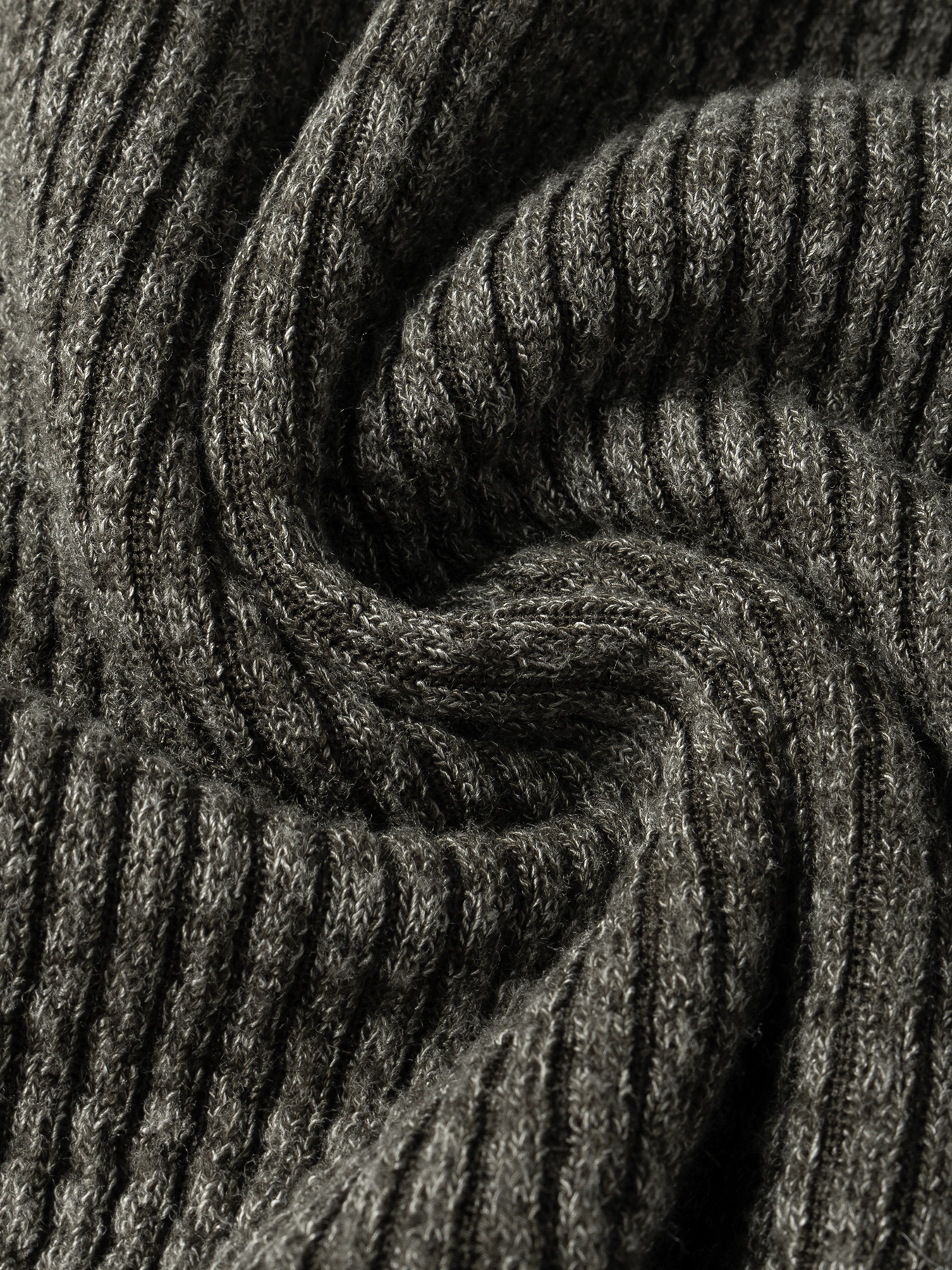 Gray Ribbed Half-Zip Polo Neck Knit Sweater-Aegean-sea