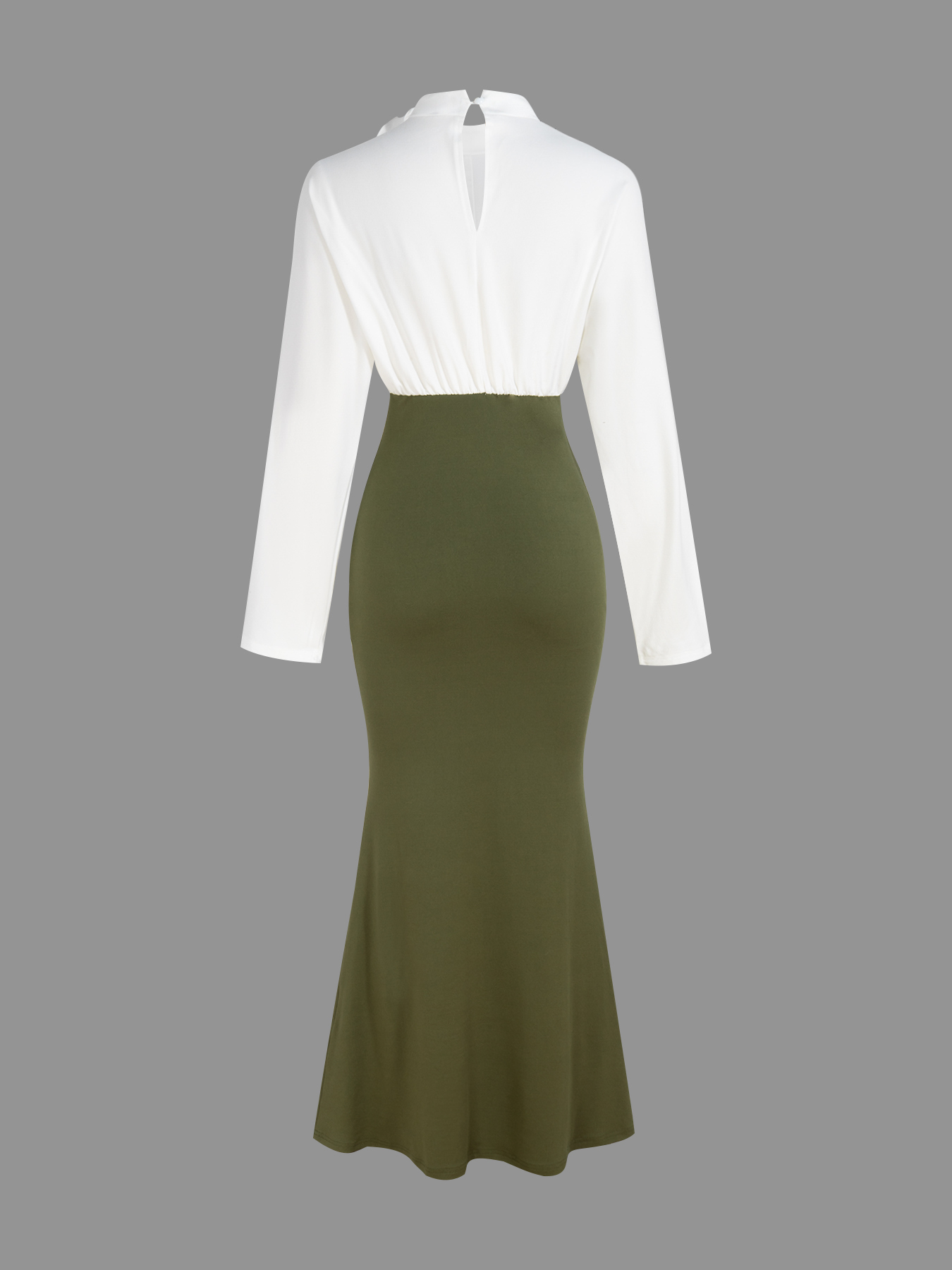 Vestido de moda femenino de manga larga ceñido a la cadera con todos los accesorios-Aegean-sea