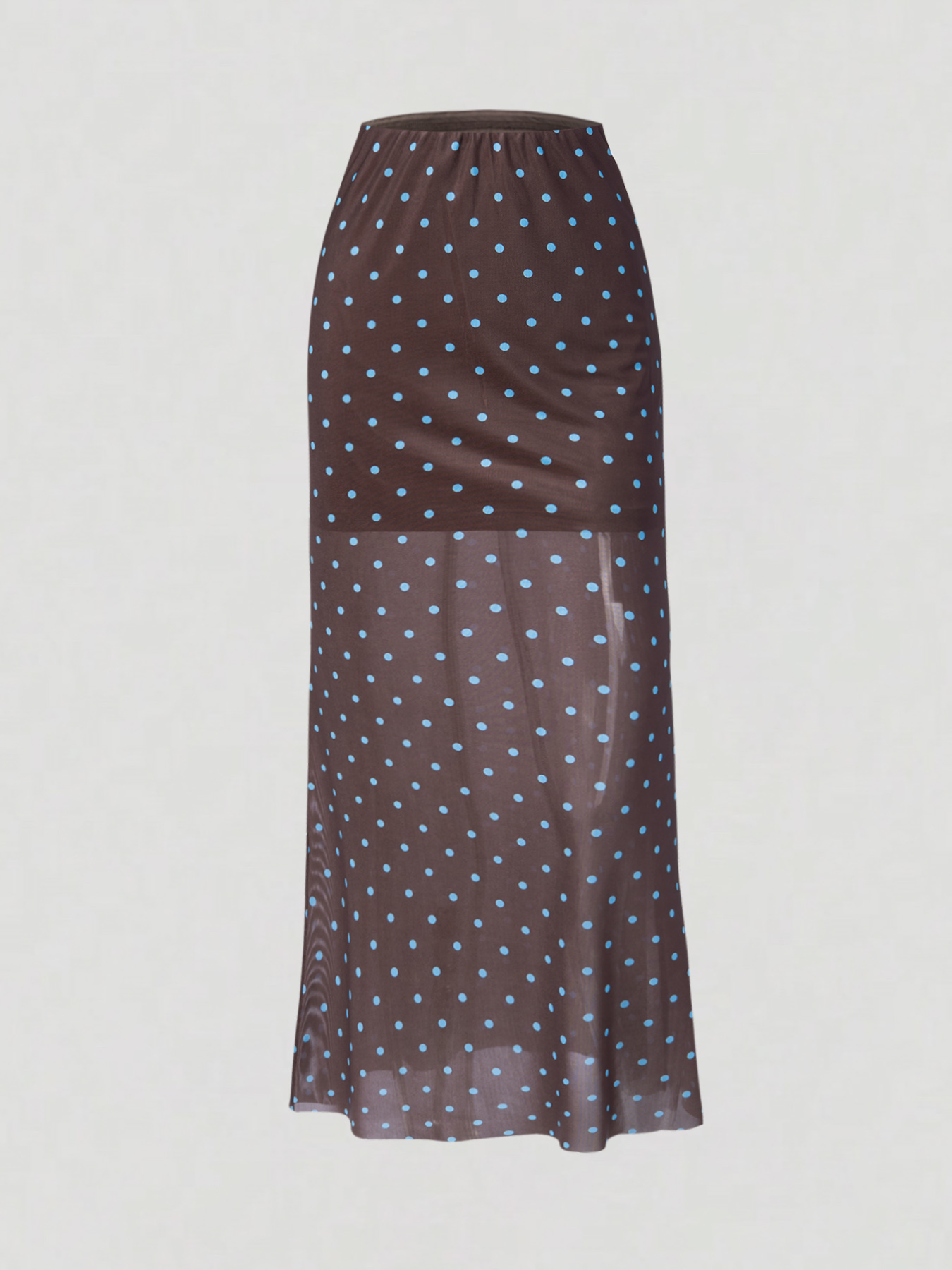 Brown-Wave Dot Perspective Pairing Half-length Skirt for Women High-Waisted Sleight-of-Way Popped Fish Tail Long Skirt