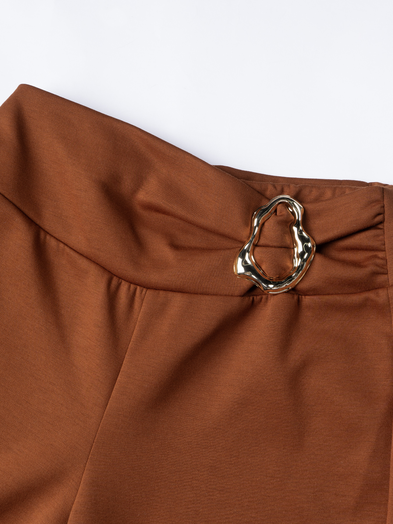 Caramel-brown metal high-waisted bell-bottomed pants slim-fit slim-fitted flared pants